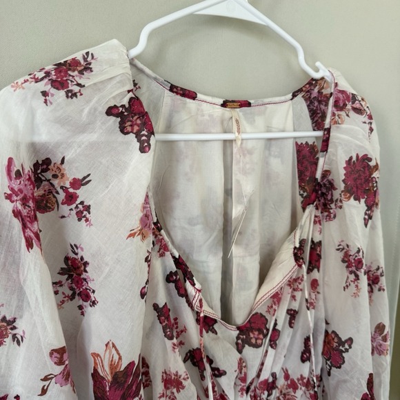 Free People Womens Large Ivory Combo Floral Long Sleeve‎ Camellia Mini Dress - Picture 3 of 11